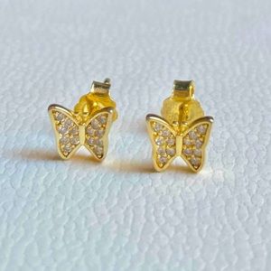 14k gold/stamped 925 pave CZ butterfly studs